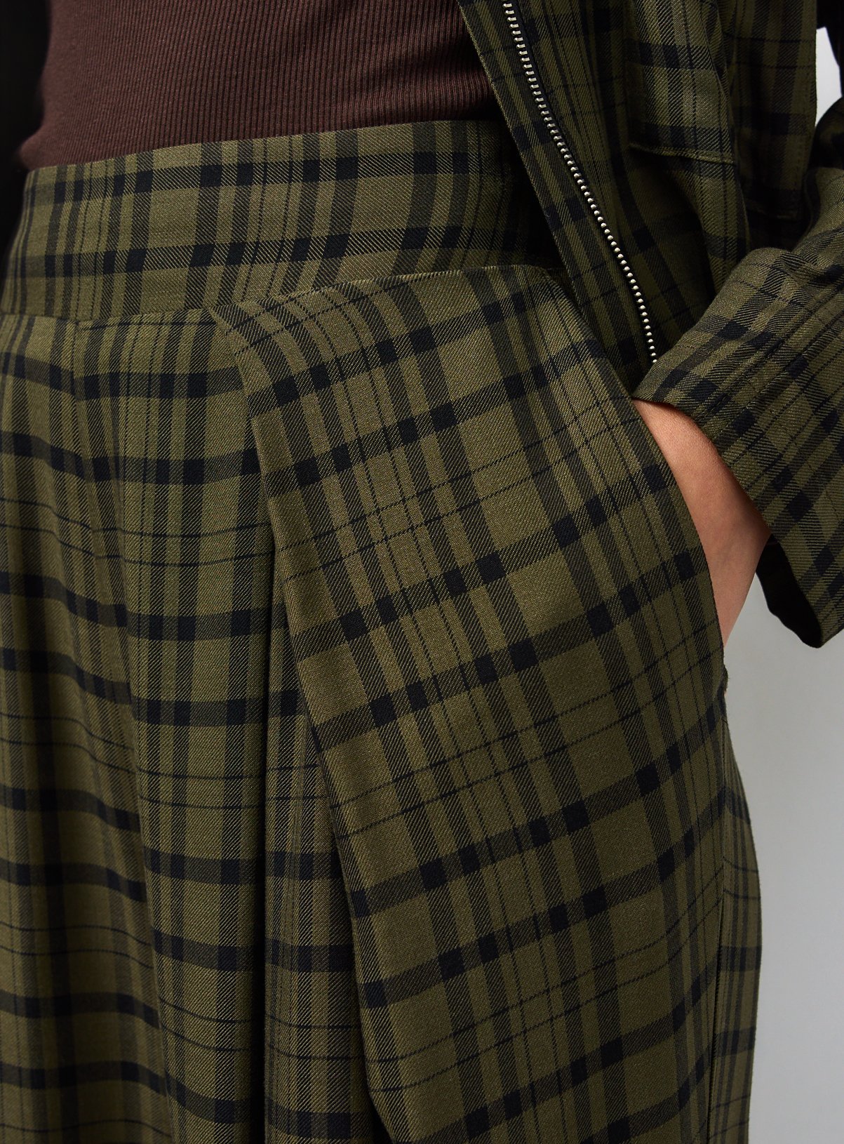 Green Check Wide Leg Pleat Trousers 8 - Image 3 thumbnail